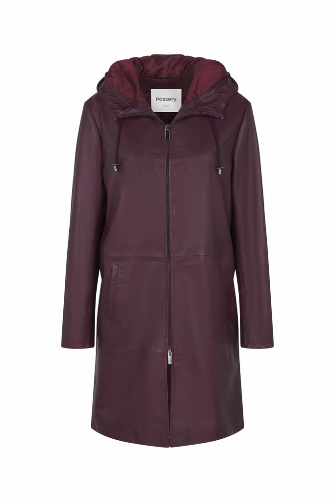 MANTEAU 3/4 EN CUIR - CHLOETTE SYRAH