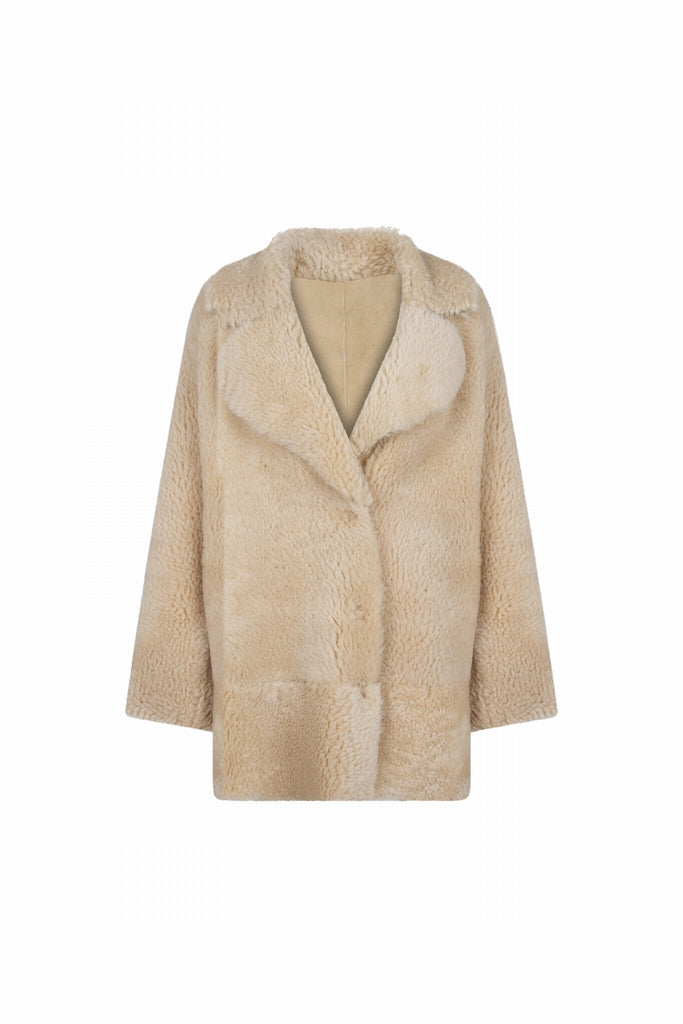 MANTEAU 3/4 EN PEAU RETOURNÉE - BROOKFIELD BEIGE