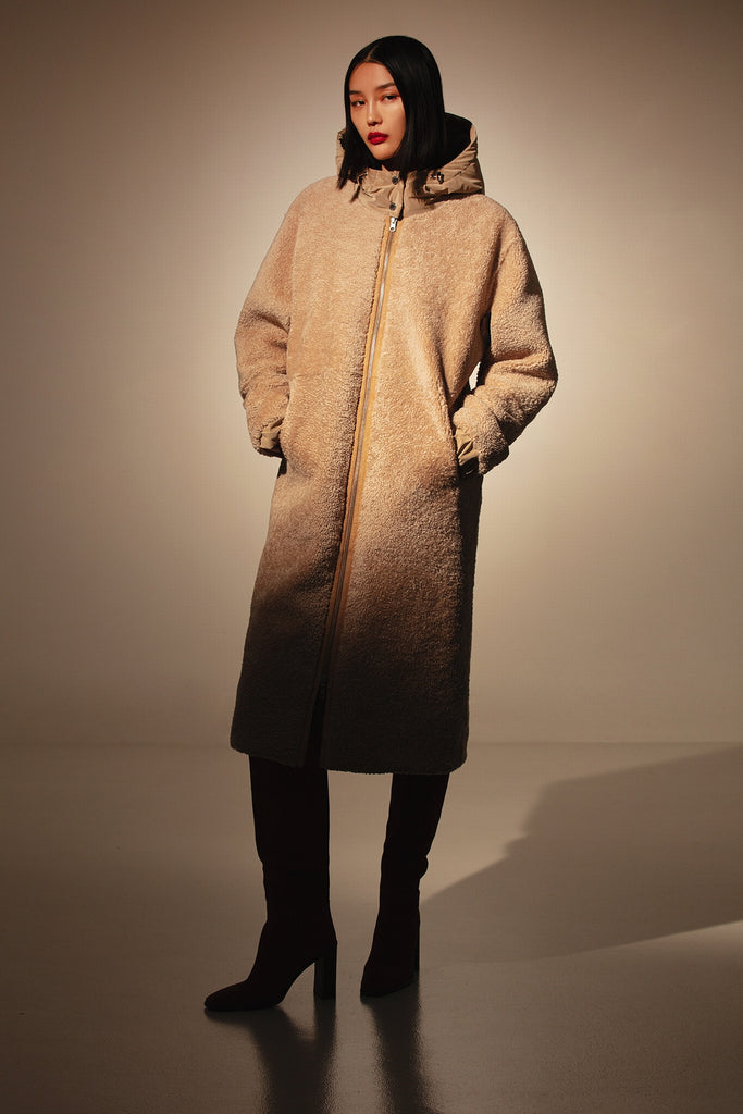 MANTEAU BI MATIERE ET CAPUCHE - NOTTINGHAM SABLE