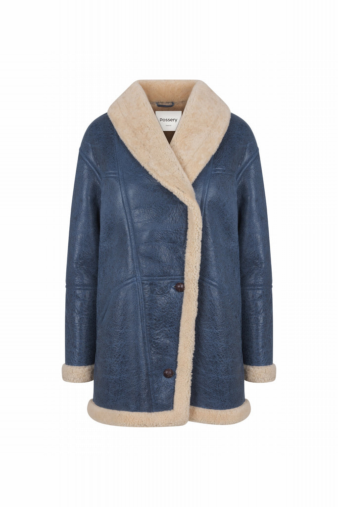 MANTEAU COURT - PELLY INDIGO