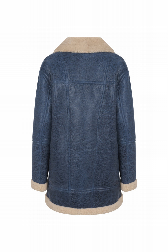 MANTEAU COURT - PELLY INDIGO