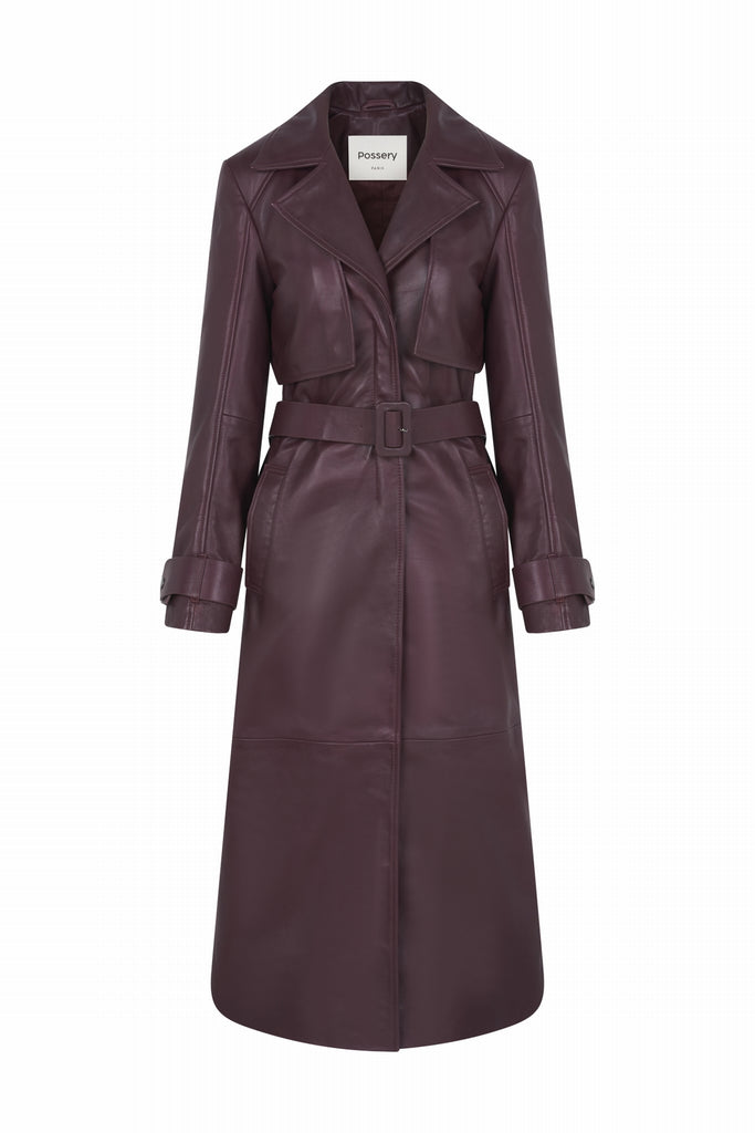MANTEAU EN CUIR AVEC CEINTURE - MIRABEL SYRAH