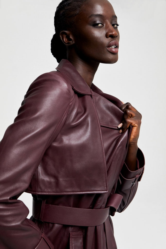 MANTEAU EN CUIR AVEC CEINTURE - MIRABEL SYRAH