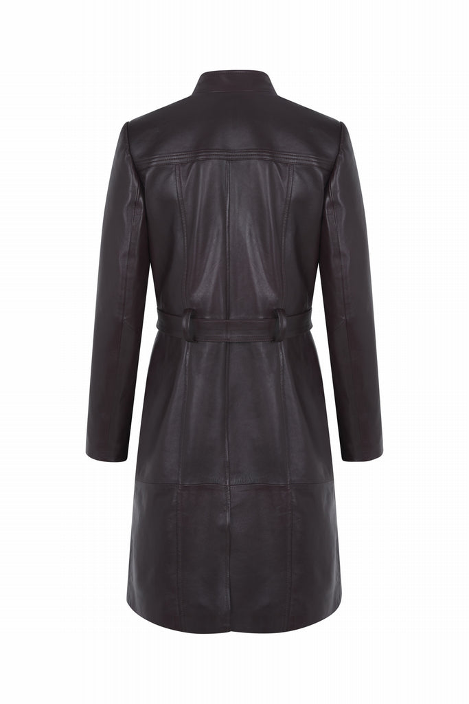 MANTEAU EN CUIR DROIT - STANLEY WAXY LIE DE VIN