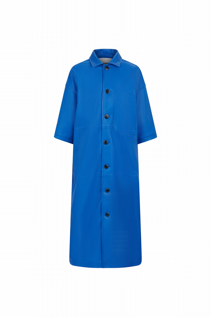 MANTEAU EN CUIR MANCHES COURT - PAMPLONA WAXY MAJORELLE