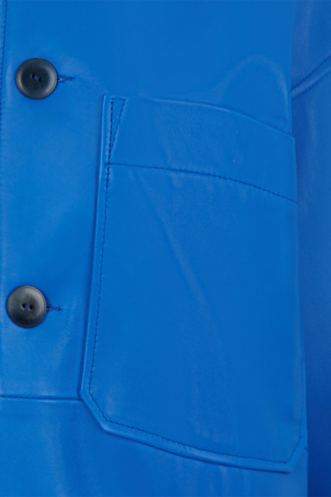 MANTEAU EN CUIR MANCHES COURT - PAMPLONA WAXY MAJORELLE