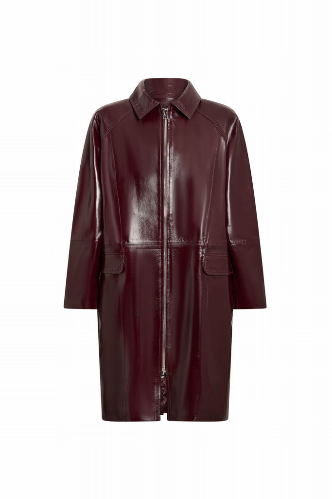 MANTEAU EN CUIR OVERSIZE - LIAKKA CHIANTI