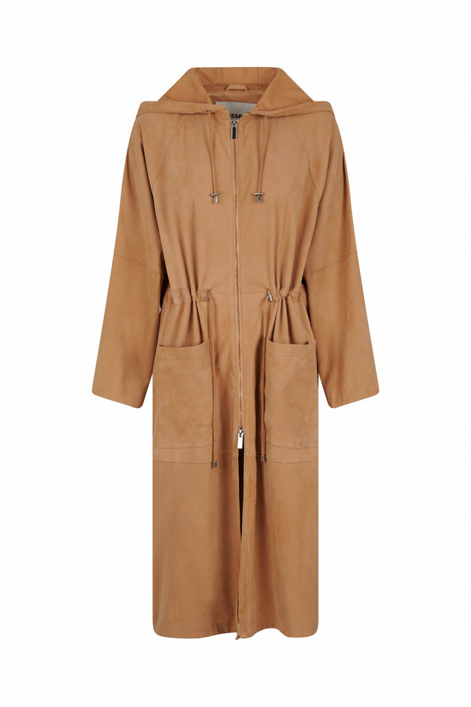 MANTEAU EN DAIM OVERSIZE ZIPPÉ - GRANADA VEL BISCUIT