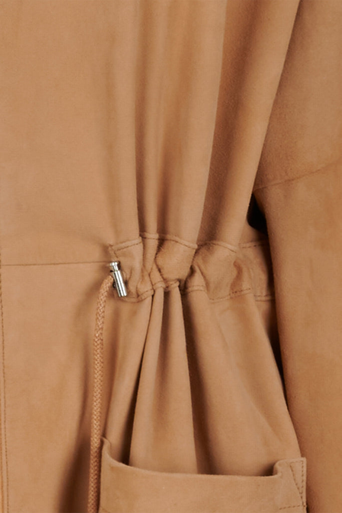 MANTEAU EN DAIM OVERSIZE ZIPPÉ - GRANADA VEL BISCUIT