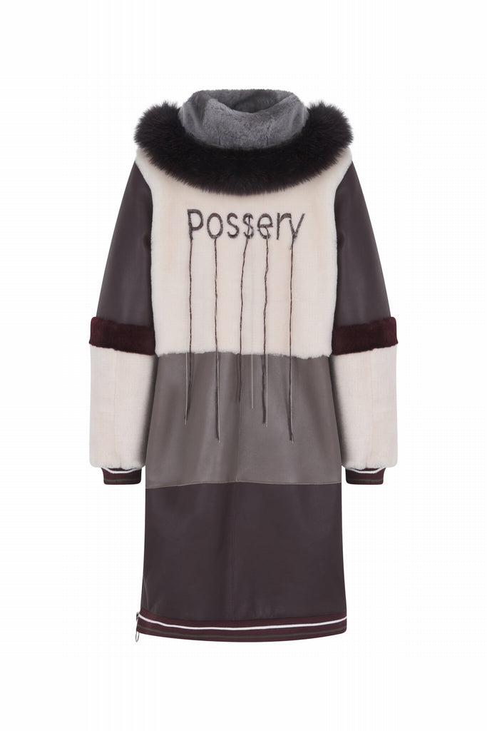 MANTEAU EN PEAU RETOURNÉE - ANNAPOLIS SYRAH TRICOLOR