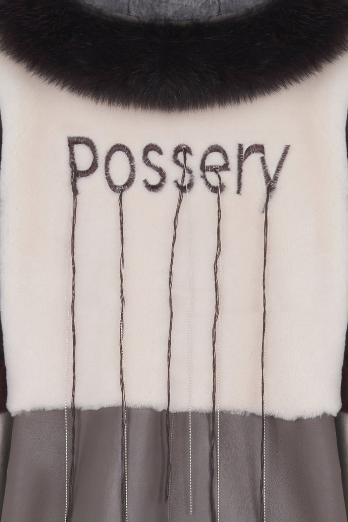 MANTEAU EN PEAU RETOURNÉE - ANNAPOLIS SYRAH TRICOLOR