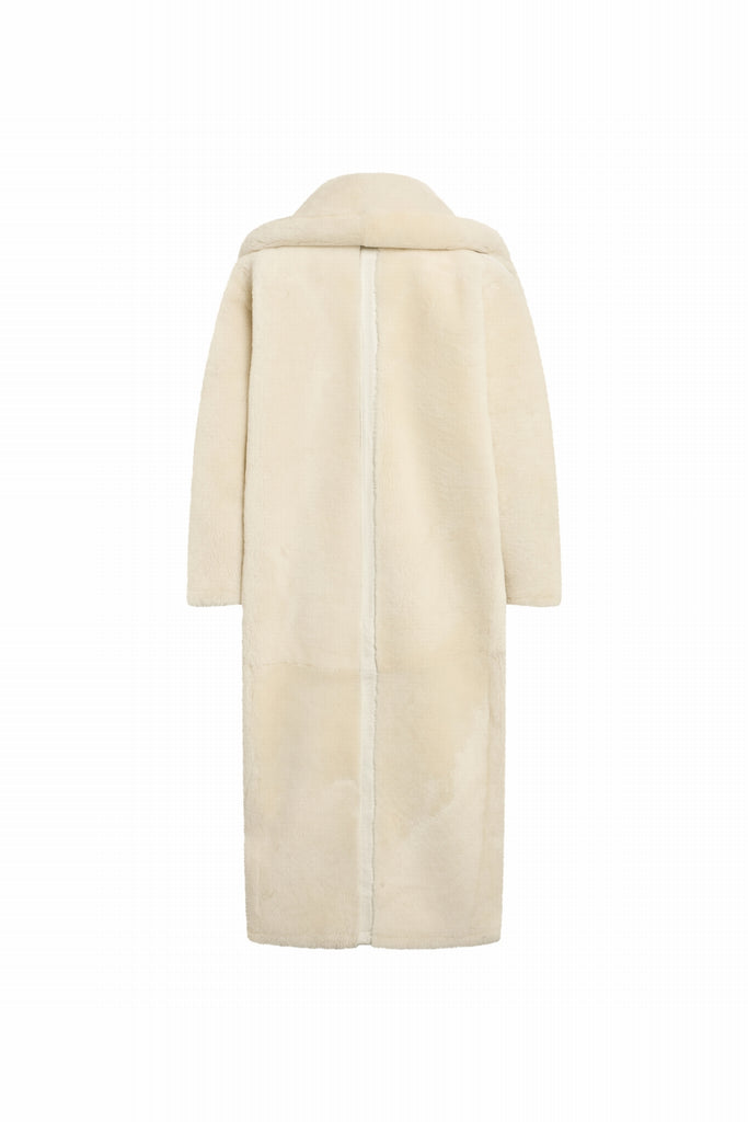MANTEAU EN PEAU RETOURNEE LONG - JOCKFALL SOFT BLANC/BEIGE