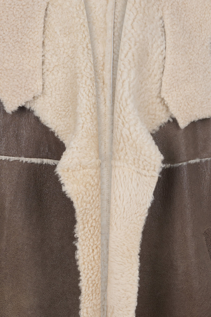 MANTEAU EN PEAU RETOURNÉE - MATANE MARRON