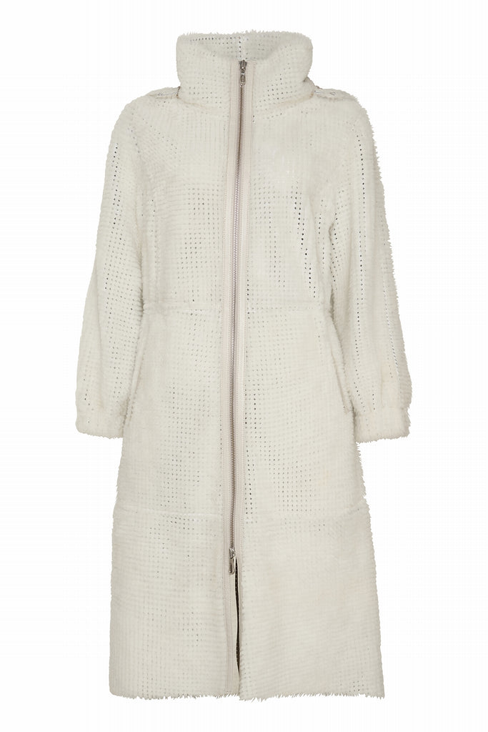 MANTEAU LONG EN SHEARLING - PLYMOUTH ARGILE