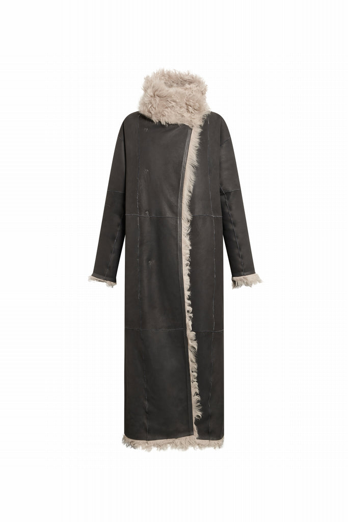 MLANTEAU CROISEE PEAU LAINEE - LUTON LONG GRIS