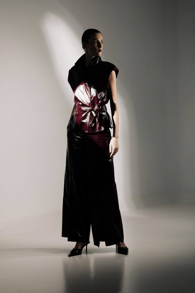 PANTALON EN CUIR BRILLANT - KALIX CHIANTI