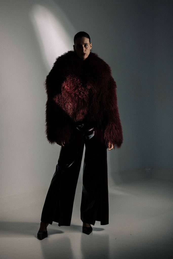 PANTALON EN CUIR BRILLANT - KALIX NOIR