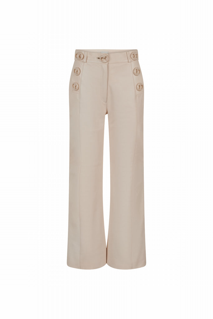 PANTALON EN CUIR FLARE - TAMARIT WAXY CREME