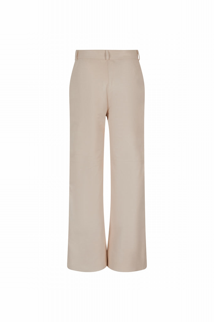 PANTALON EN CUIR FLARE - TAMARIT WAXY CREME