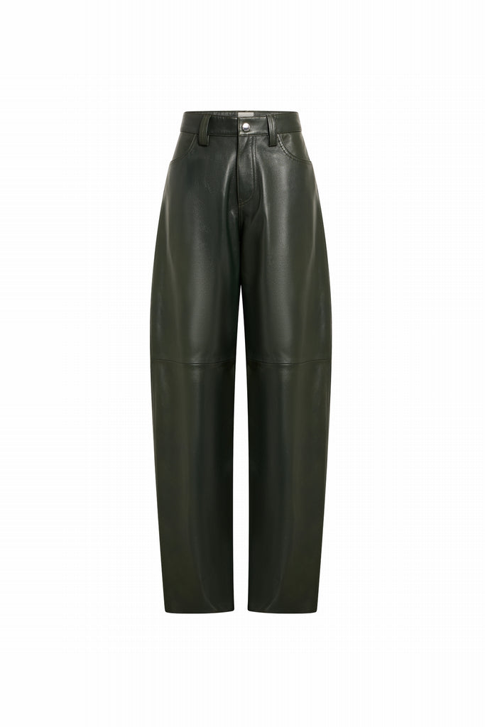 PANTALON EN CUIR FORME BALLON - SOLIDAGE WAXY VERT FORET