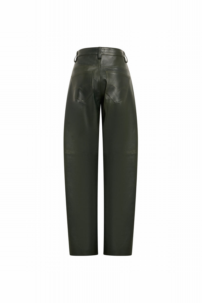 PANTALON EN CUIR FORME BALLON - SOLIDAGE WAXY VERT FORET
