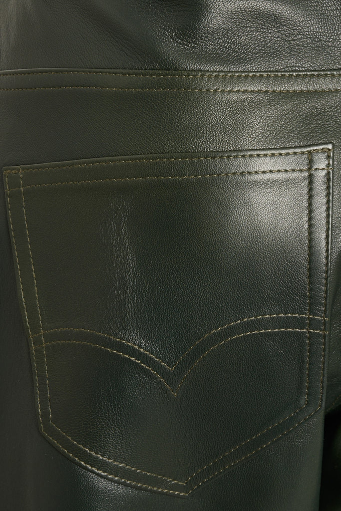 PANTALON EN CUIR FORME BALLON - SOLIDAGE WAXY VERT FORET