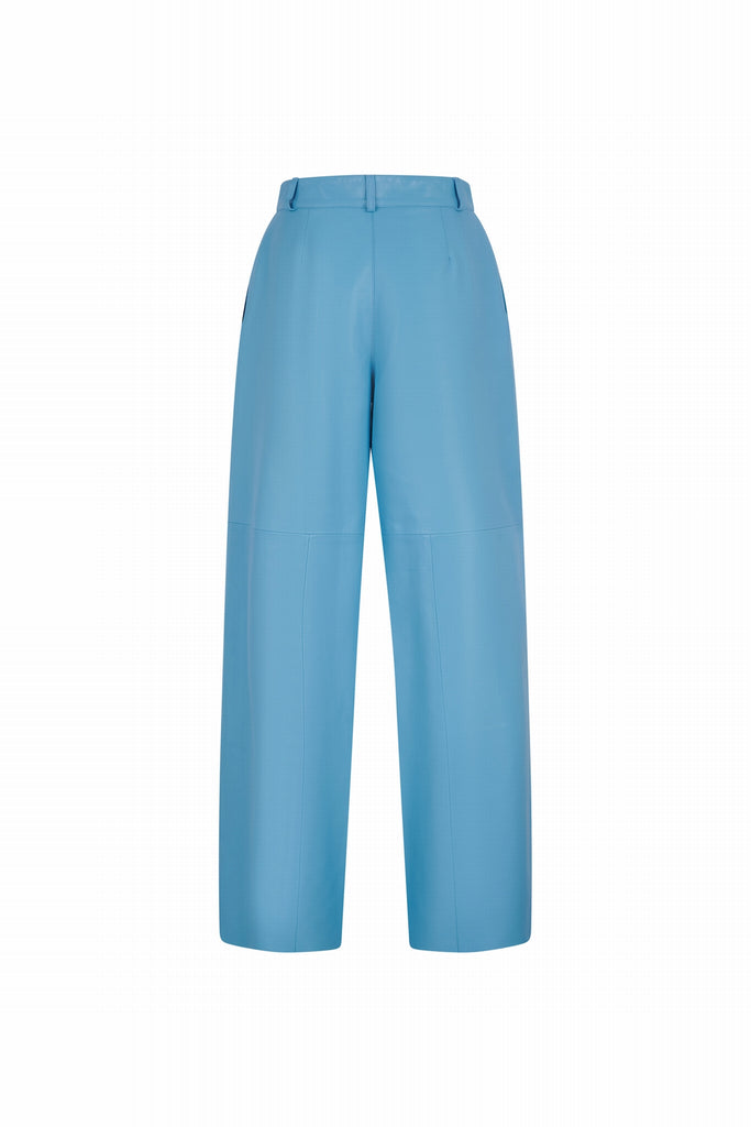 PANTALON EN CUIR GROS ZIP - SALAMANCA WAXY IRIS