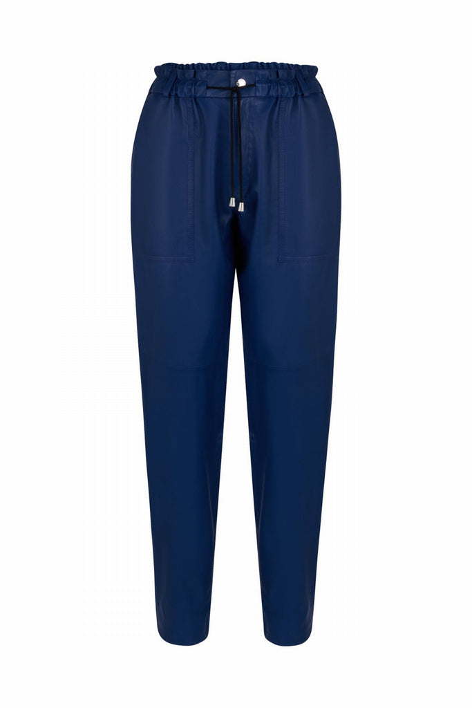 PANTALON EN CUIR JOGGING - CADAQUES PLUM MARINE