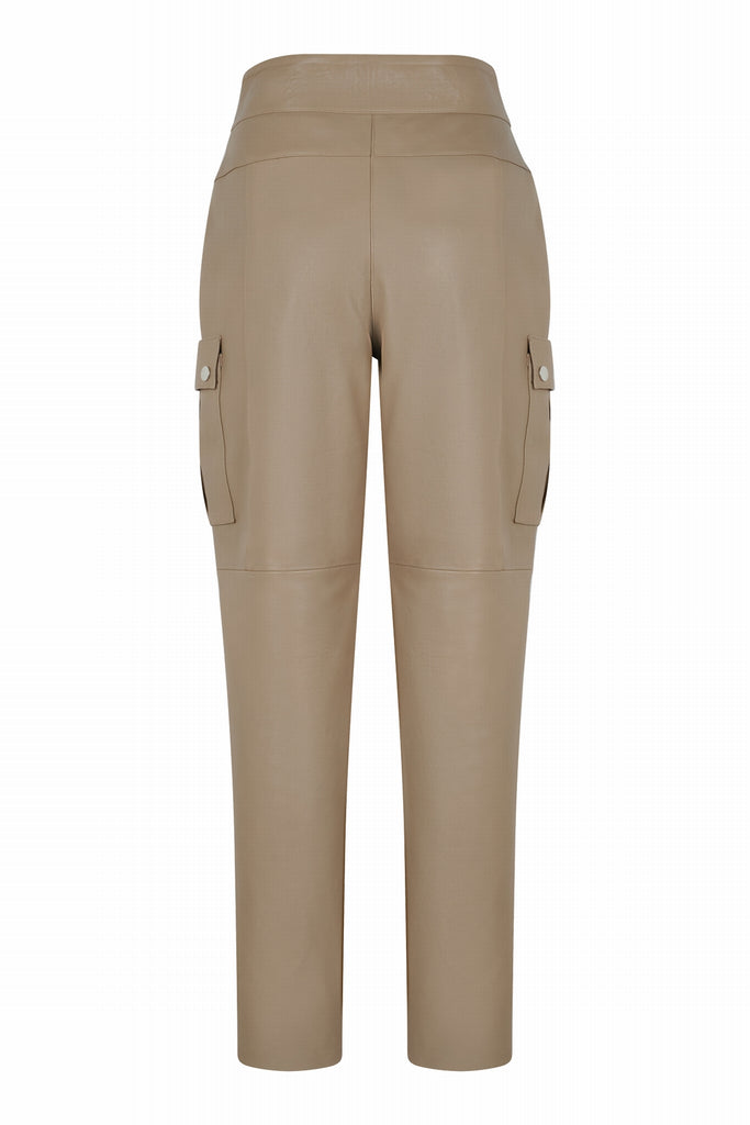 PANTALON EN CUIR STYLE CARGO - TELUS NICKEL SABLE