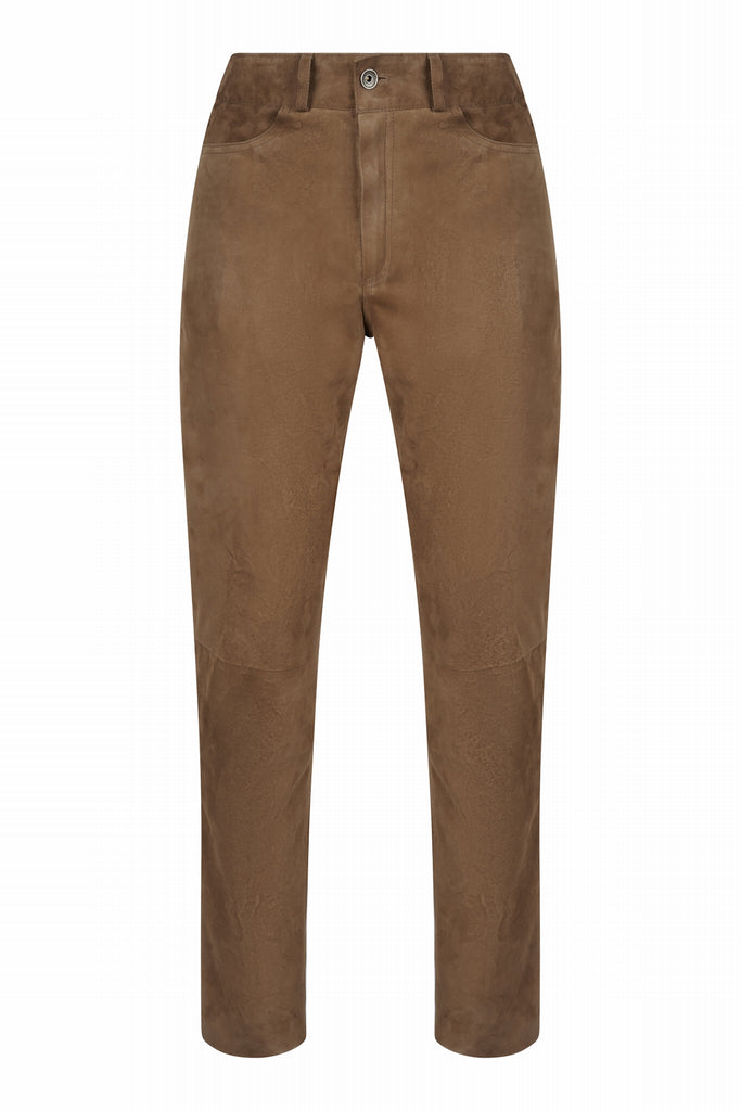 PANTALON EN DAIM 5 POCHES - BRAN VEL ELEPHANT