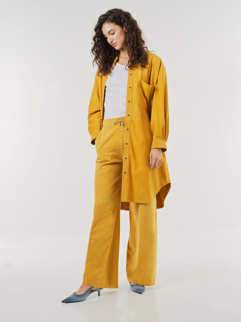 PANTALON EN DAIM - CADIZ VEL CURCUMA