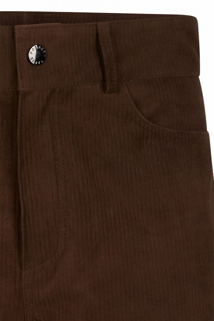 PANTALON EN DAIM COTELÉ - GIJON VEL MARRON