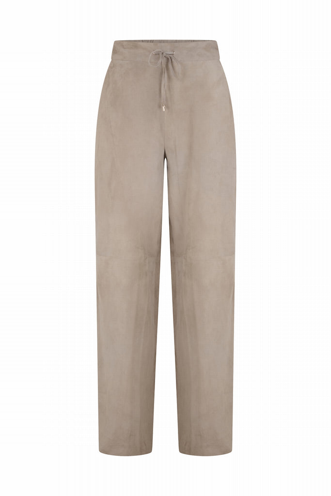 PANTALON EN DAIM RELAXED FIT - GLASGOW VEL GRIS PERLE