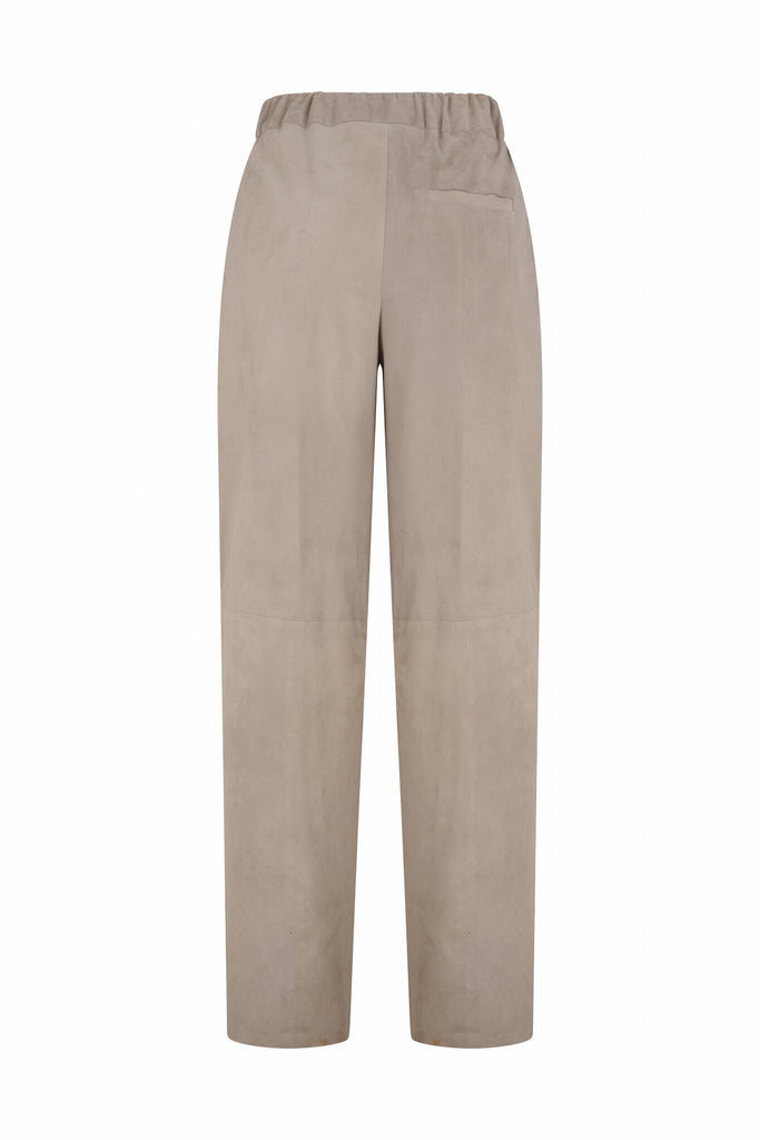 PANTALON EN DAIM RELAXED FIT - GLASGOW VEL GRIS PERLE