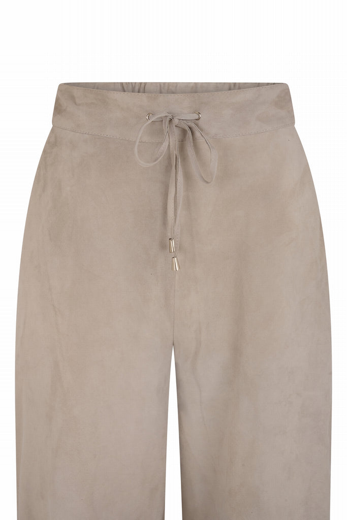 PANTALON EN DAIM RELAXED FIT - GLASGOW VEL GRIS PERLE