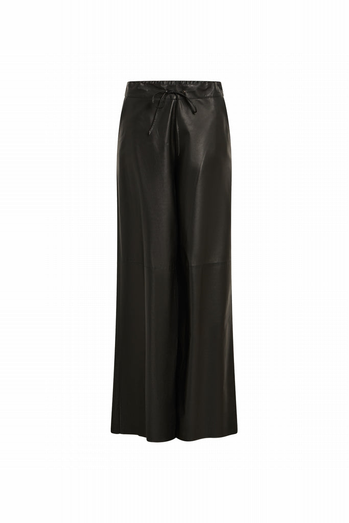 PANTALON RELAXED EN CUIR - GLASGOW PLUM NOIR