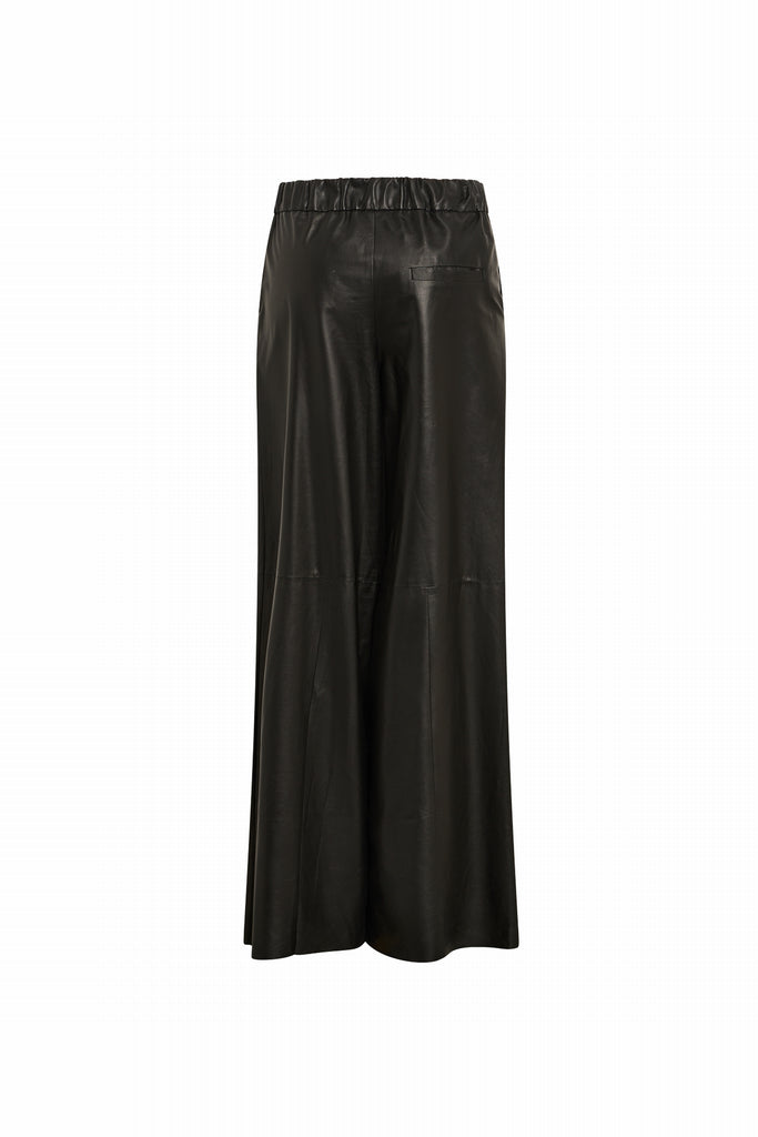 PANTALON RELAXED EN CUIR - GLASGOW PLUM NOIR