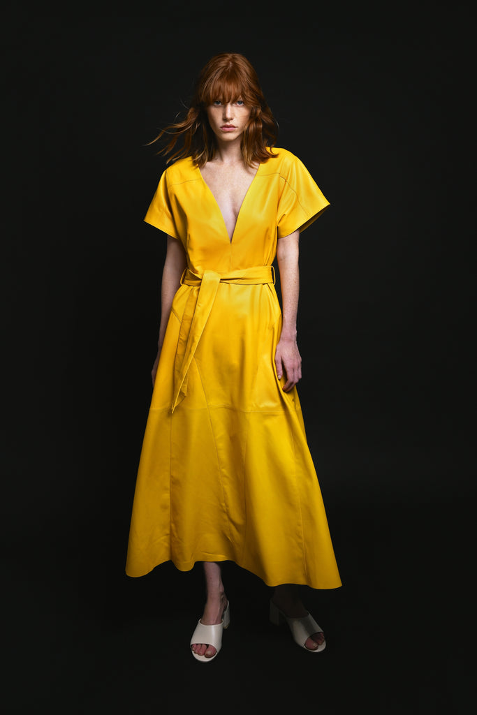 ROBE EN CUIR PLUM LONGUE - OLBIA PLUM SOLEIL