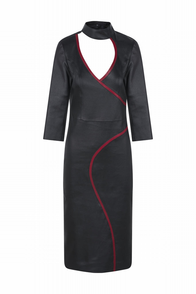 ROBE EN CUIR STRETCH - TOWER NOIR