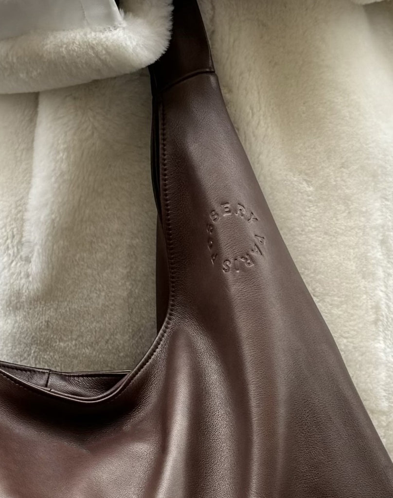 SAC EN CUIR CABAS - PARIS PLONGÉ MARRON