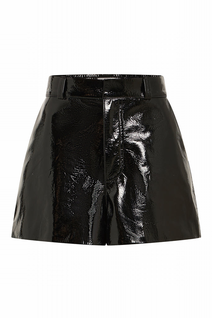 SHORT EN CUIR ASPECT VINYL - MALMO VINYL NOIR