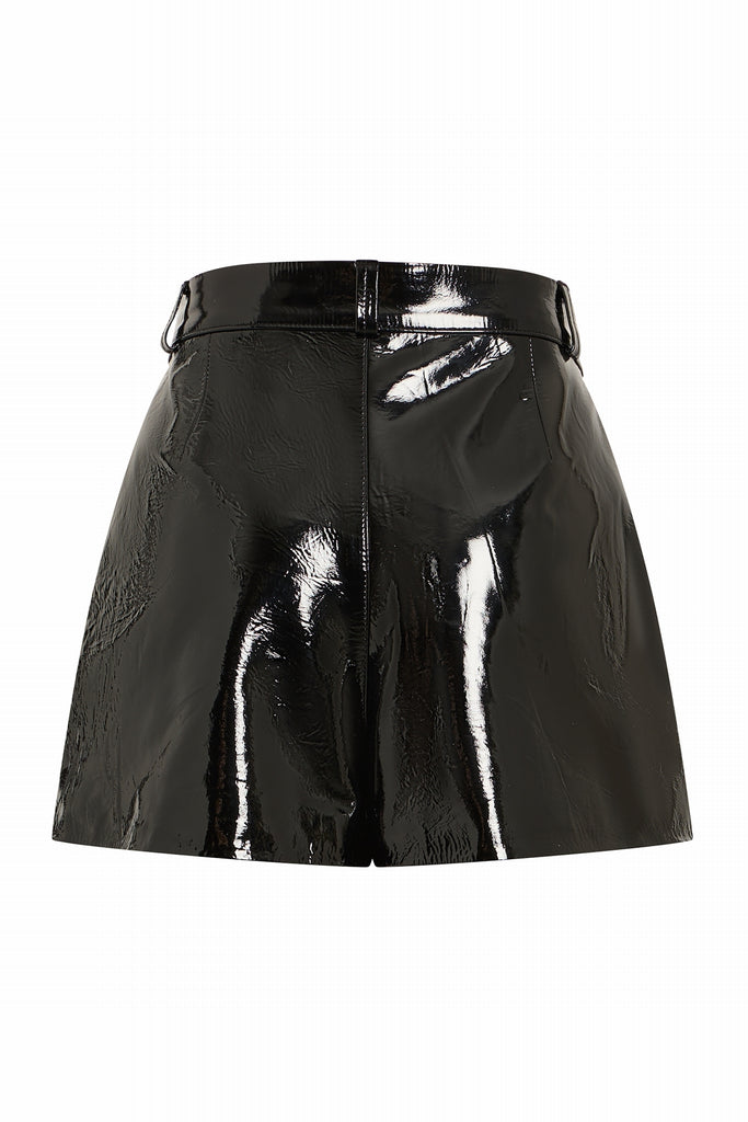 SHORT EN CUIR ASPECT VINYL - MALMO VINYL NOIR