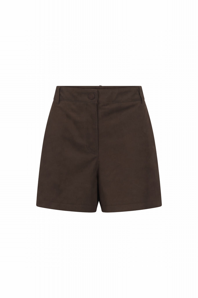 SHORT EN DAIM CÔTELÉ - RAINY VEL NOISETTE