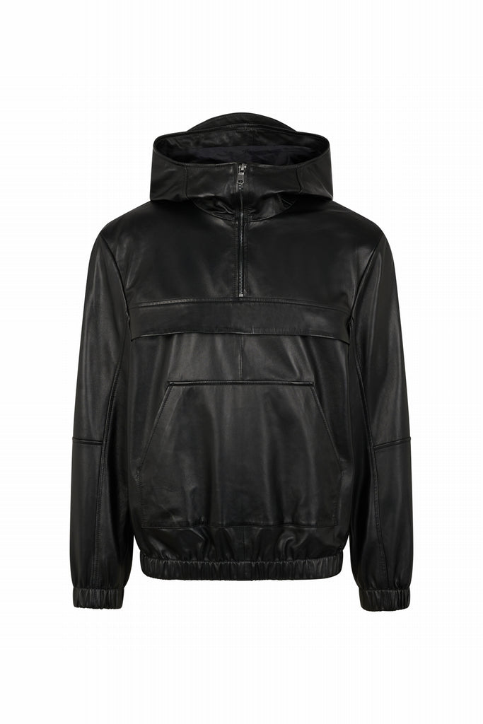 SWEATSHIRT EN CUIR, CAPUCHE - SOBRADO NOIR