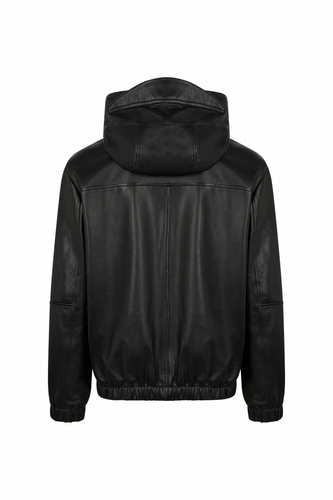 SWEATSHIRT EN CUIR, CAPUCHE - SOBRADO NOIR