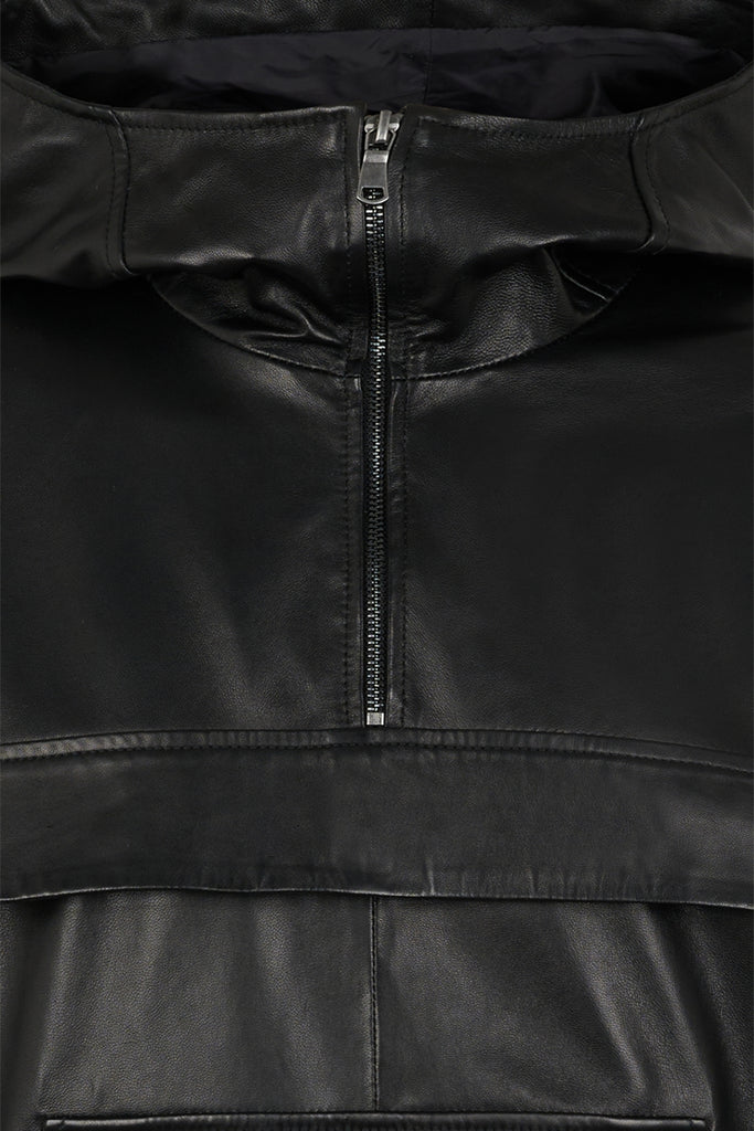 SWEATSHIRT EN CUIR, CAPUCHE - SOBRADO NOIR