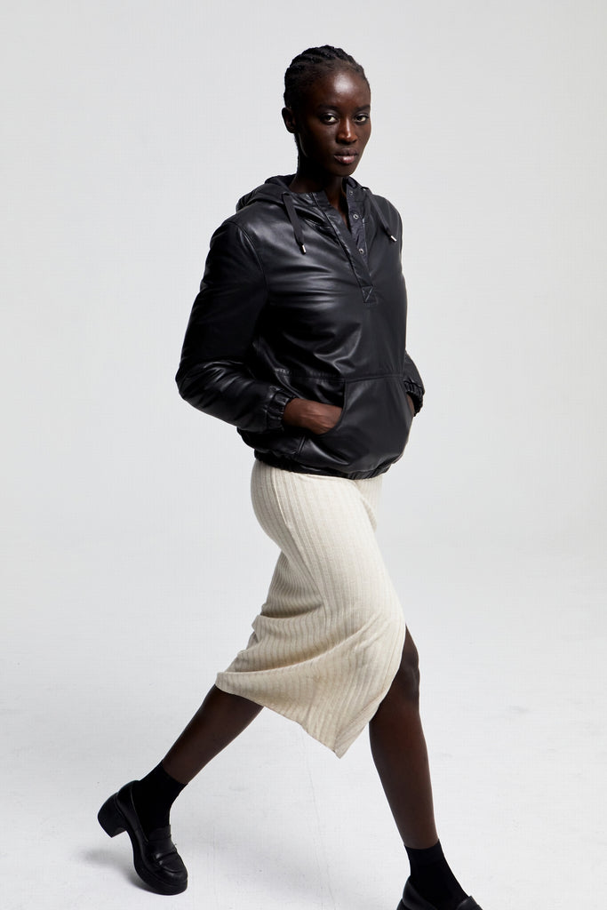 SWEATSHIRT EN CUIR RÉVERSIBLE - BONAVENTURE LOBELIA