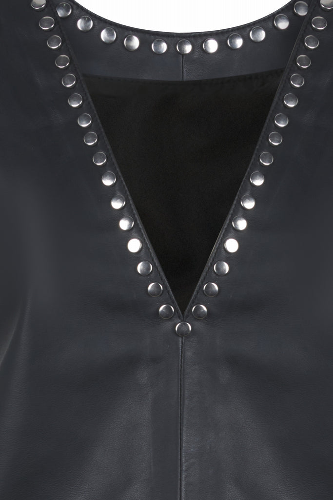 TOP EN CUIR CLOUTÉ - AMOS NOIR