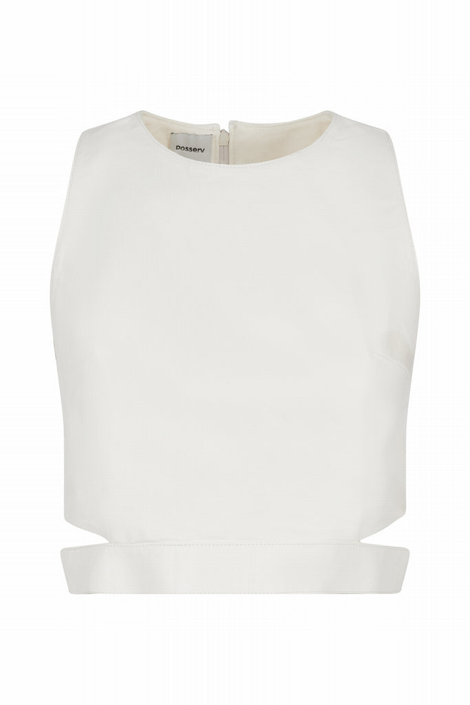 TOP EN CUIR OUVERT SUR COTE - CARTAGENA BLANC
