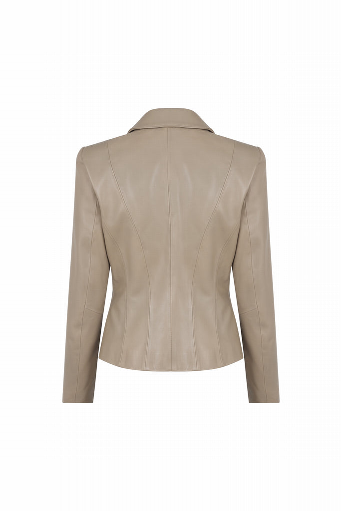 VESTE EN CUIR AVEC ZIP LATÉRAL - YONGE WAXY SABLE